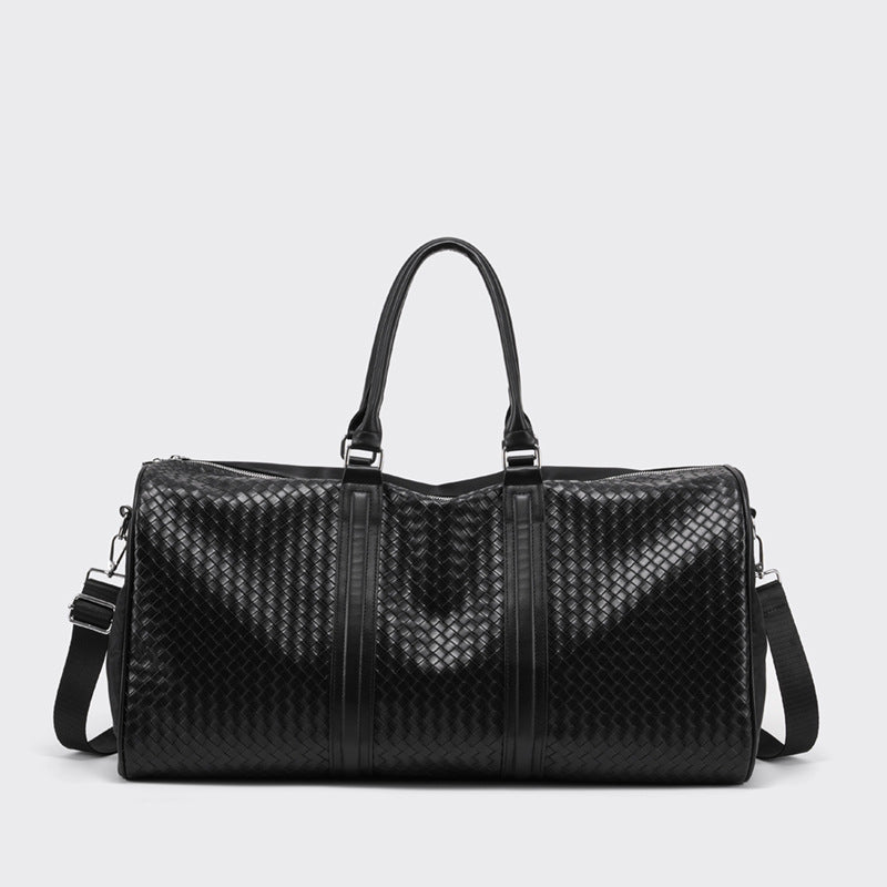 Premium Woven Leather Weekend Duffel Bag Bowlift