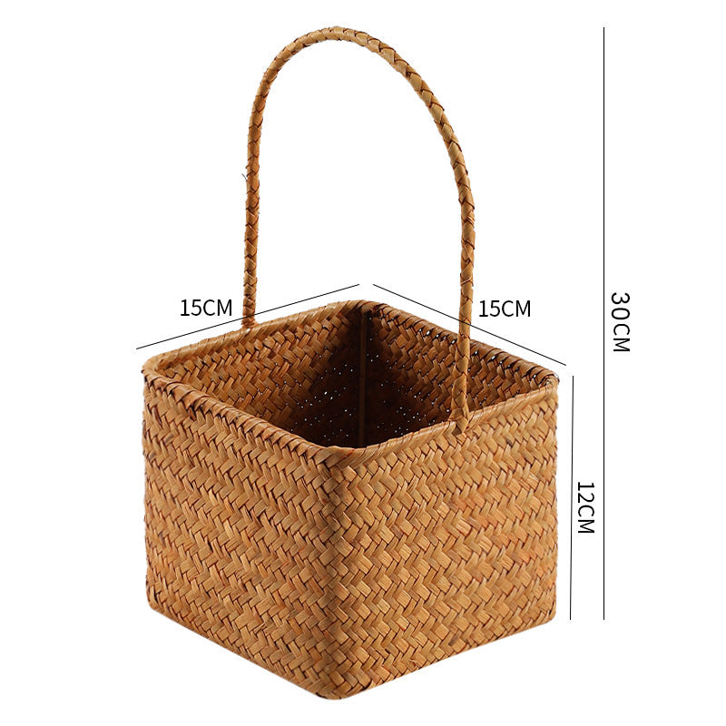 Handwoven Natural Fiber Carrying Basket Bowlift