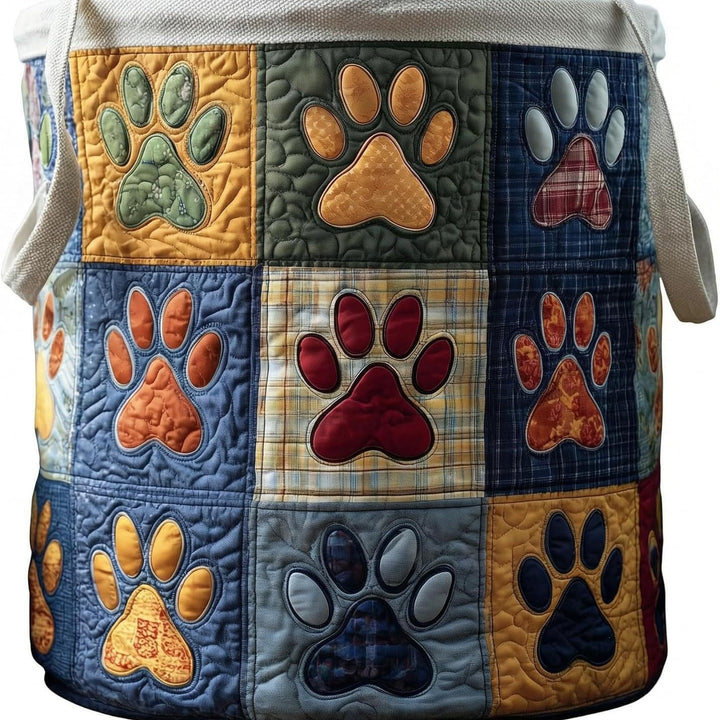 Quilted Decorative Laundry Storage Basket With Rope Handles Collapsible Fabric Organizer