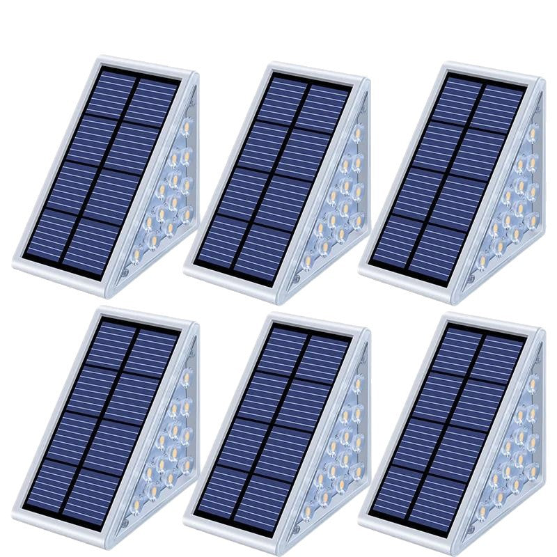 Angled Triangular Solar-Powered LED Stair Step Lights With Dusk-To-Dawn Sensor And Waterproof Mounting Bowlift