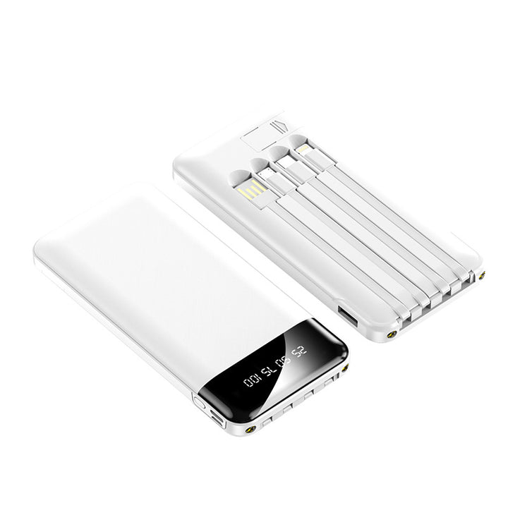 Portable power bank with integrated charging cables and digital display Bowlift