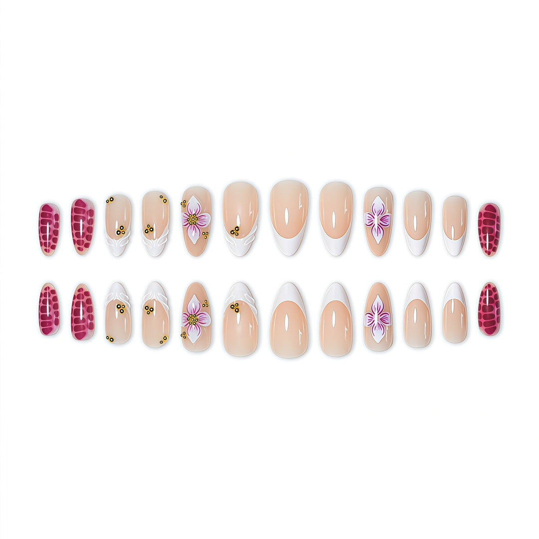 Artistic 3D Floral Design Press-On Nails Bowlift