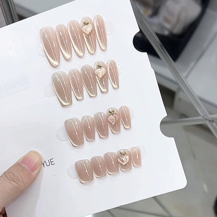 Heart-Embellished Press-On Nails Bowlift