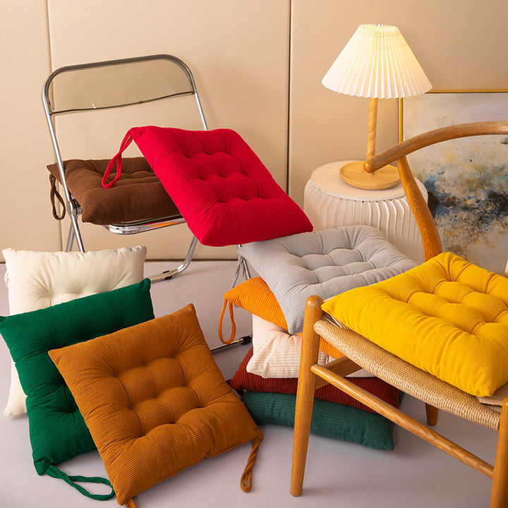 Tufted corduroy seat cushion with high-density polyester fill and anti-slip backing Bowlift
