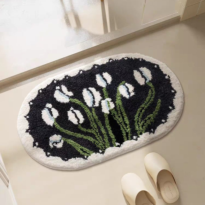 Floral Patterned Bath Mat Bowlift