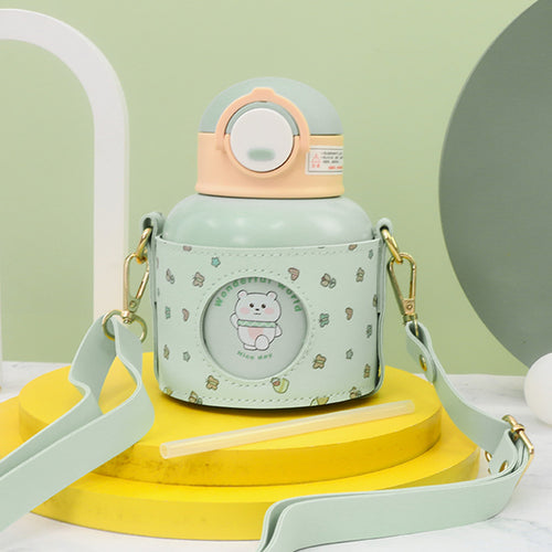 Women's insulator water bottle with practical carrying strap and cute design Bowlift