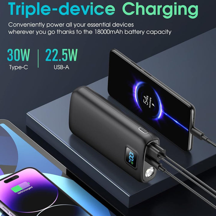 Portable power bank with digital LED display and flashlight function Bowlift