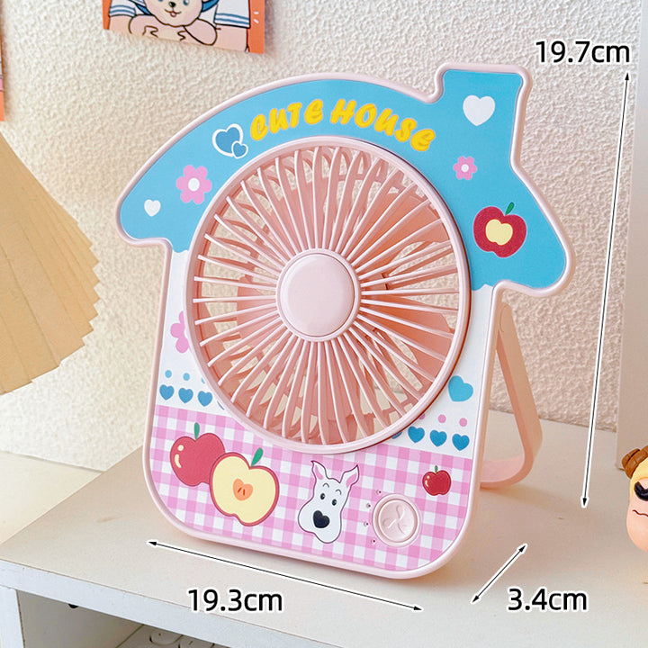 Ladies Portable Table Fan in Cute House Design Bowlift