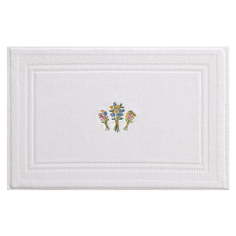 Elegant Embroidered Lavender Bath Mat Bowlift