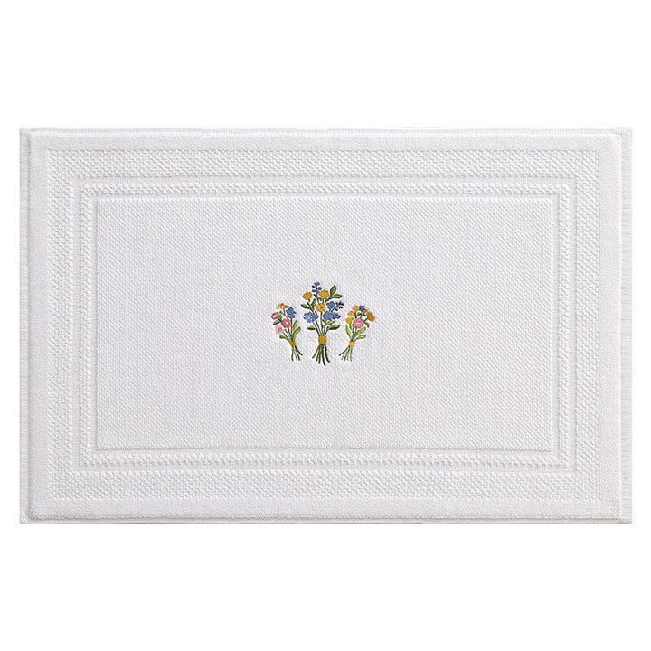 Elegant Embroidered Lavender Bath Mat Bowlift