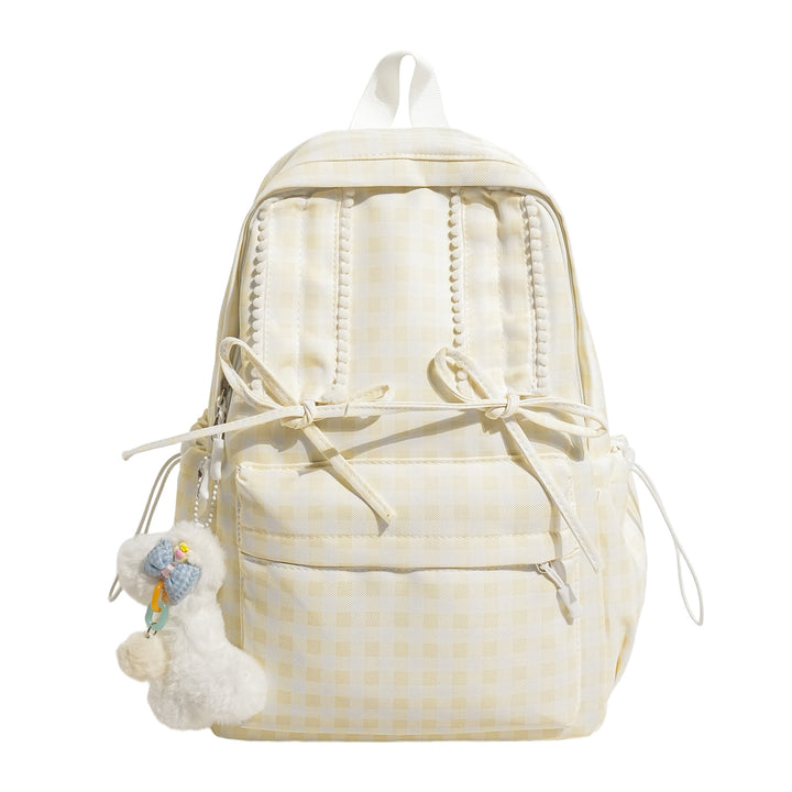 Charming Checked Pattern Backpack Bowlift