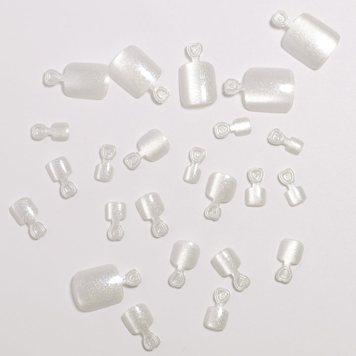Premium Glittering Pedicure Press-On Nail Set Bowlift