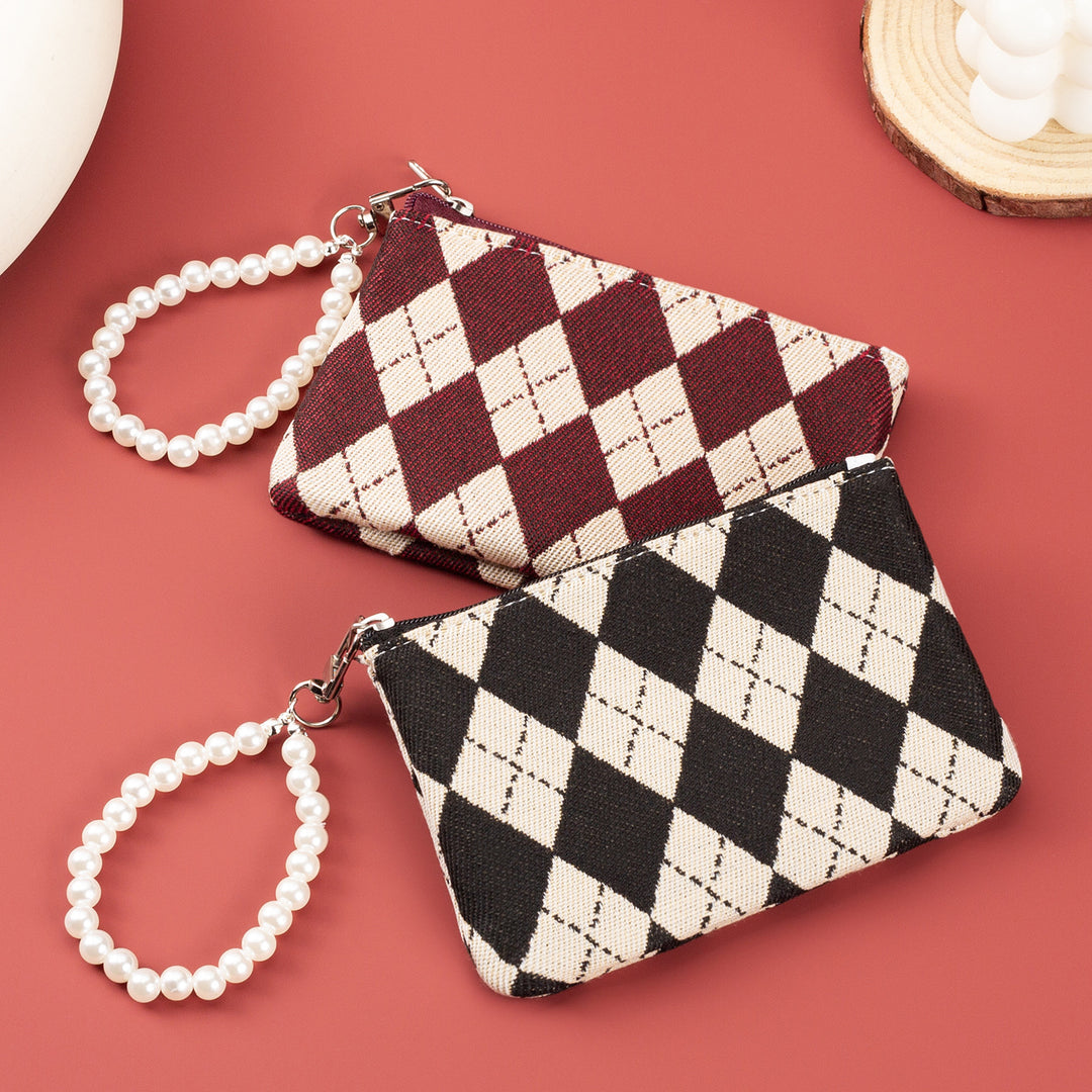 Stylish Checkered Zip Wallet