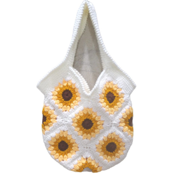Handmade macrame bag with sunflower motif Bowlift