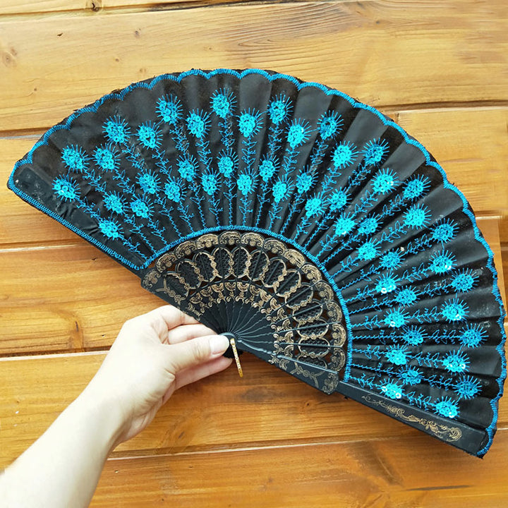 Women's high-quality lace fan with artistic floral motifs Bowlift