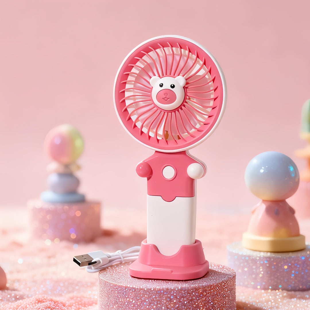 Women's Portable Hand Fan with USB Charging Function and Flexible Tilt Adjustment Bowlift