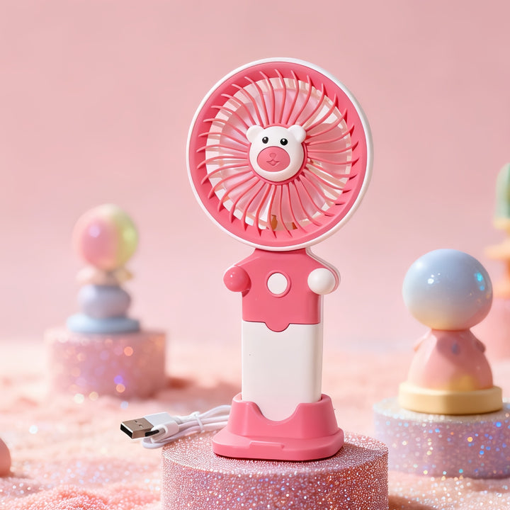 Women's Portable Hand Fan with USB Charging Function and Flexible Tilt Adjustment Bowlift