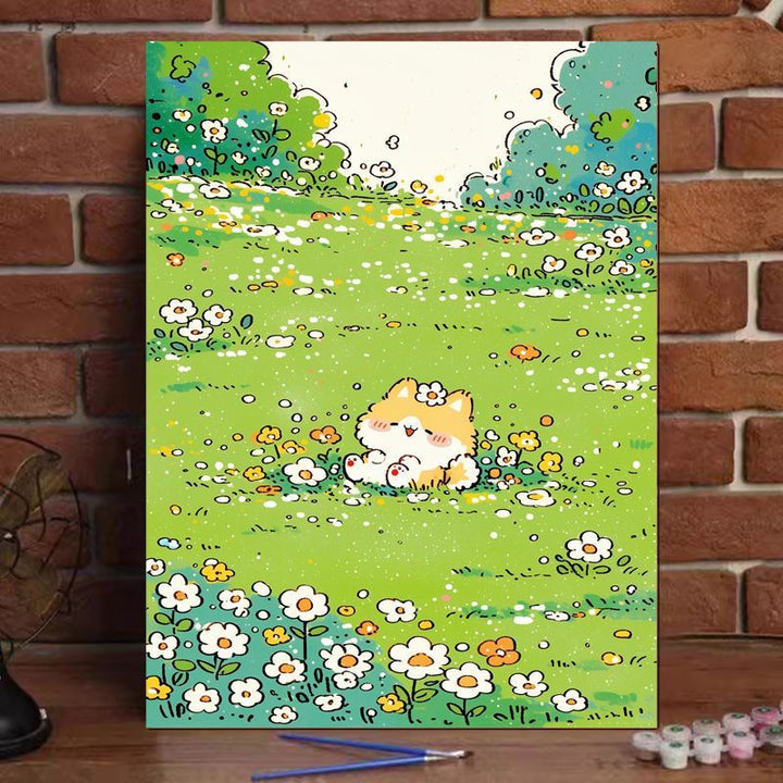 Cute Cat Illustration Canvas Art Print Bowlift