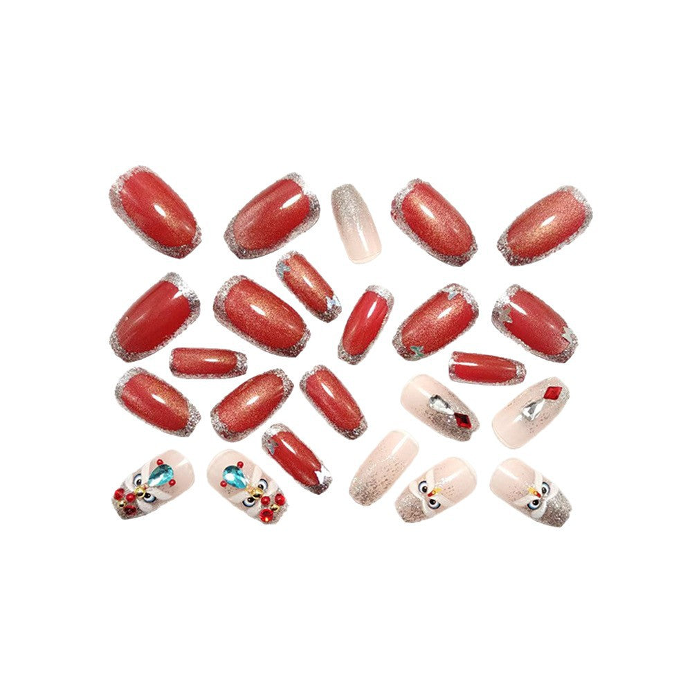 Artificial nails with glitter and gemstone applications Bowlift