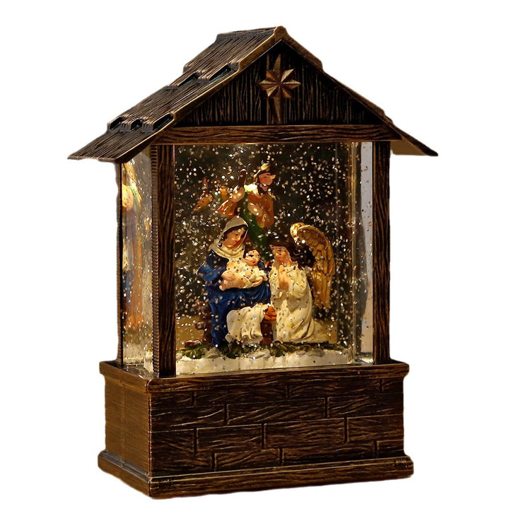 Nostalgic snow globe decoration with Santa Claus and children Bowlift