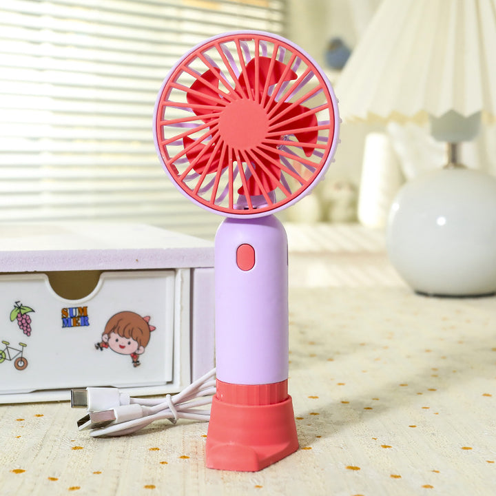 Women's Portable Hand Fan with USB Charging Station Bowlift
