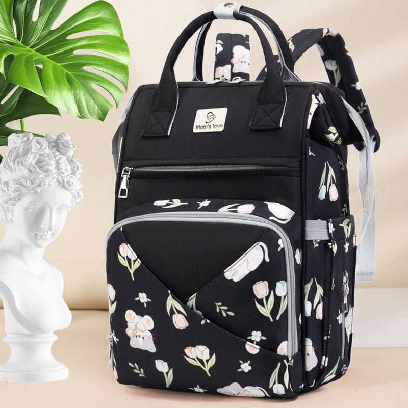 Playful Floral Print Diaper Backpack Bowlift