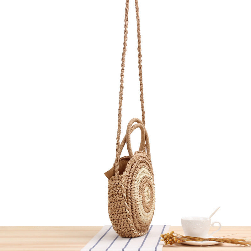 Round Bast Crossbody Bag with Spiral Design Bowlift