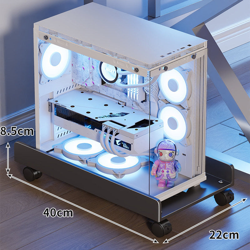 Mobile PC Case Rolling Base with Low-Profile Anti-Slip Platform