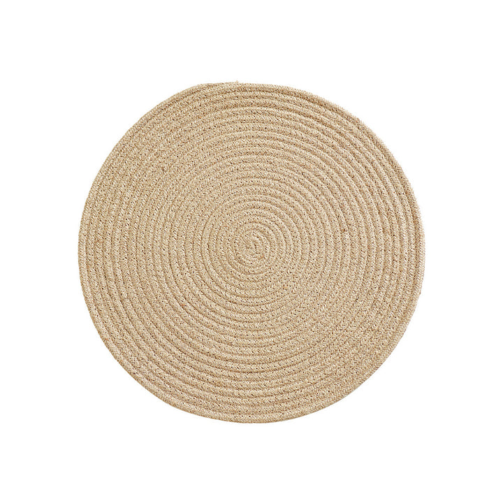 Beef woven jute rug with spiral pattern and flat structure