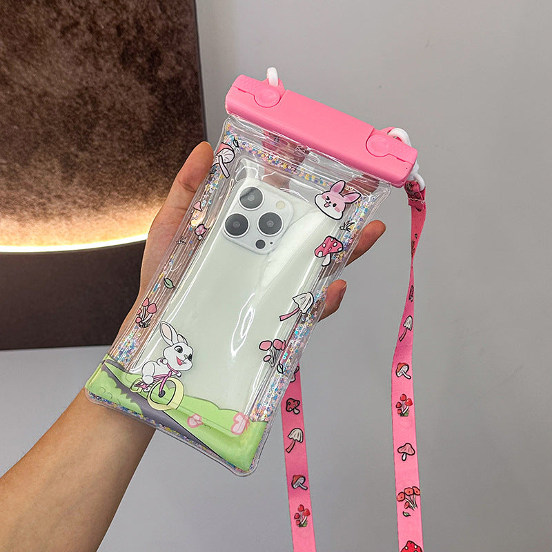 Waterproof phone pouch with adjustable lanyard and transparent touch-sensitive sleeve Bowlift