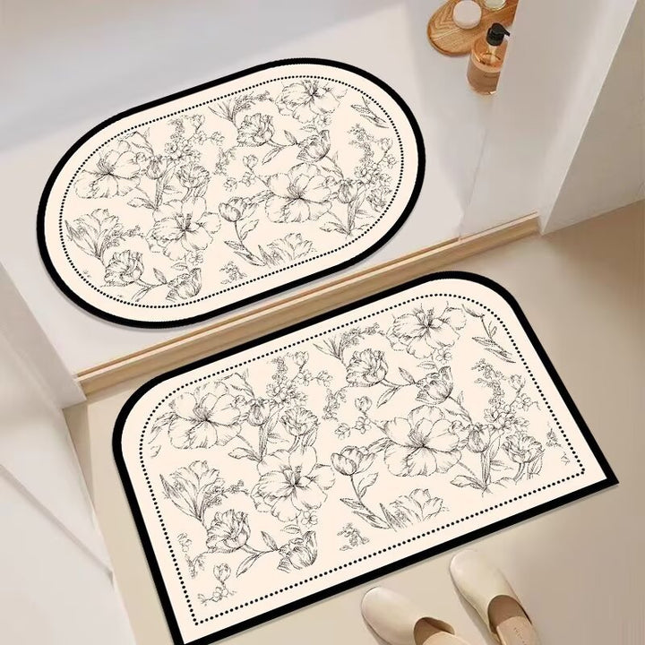 Decorative Floral Entryway Mat Bowlift