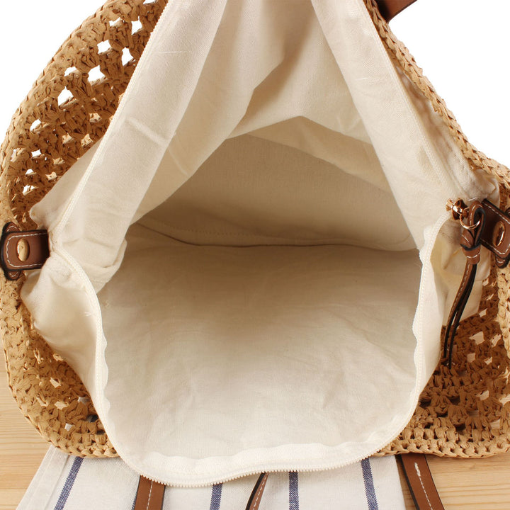 Braided tote bag with elegant leather handles Bowlift