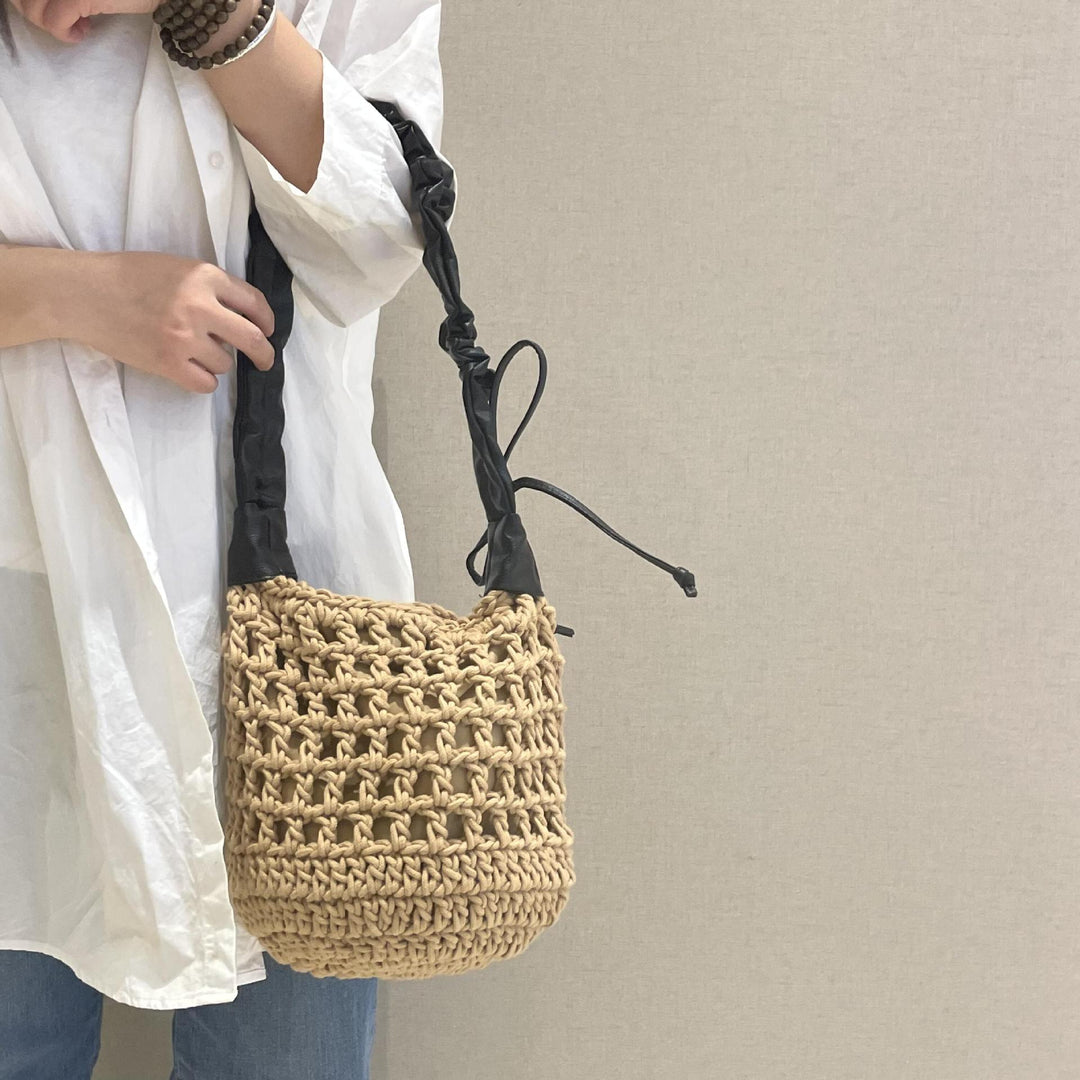 Hand-knotted tote bag with leather accents Bowlift