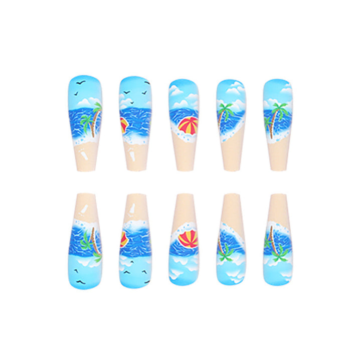 Artistic Beach-Themed Nail Art Bowlift