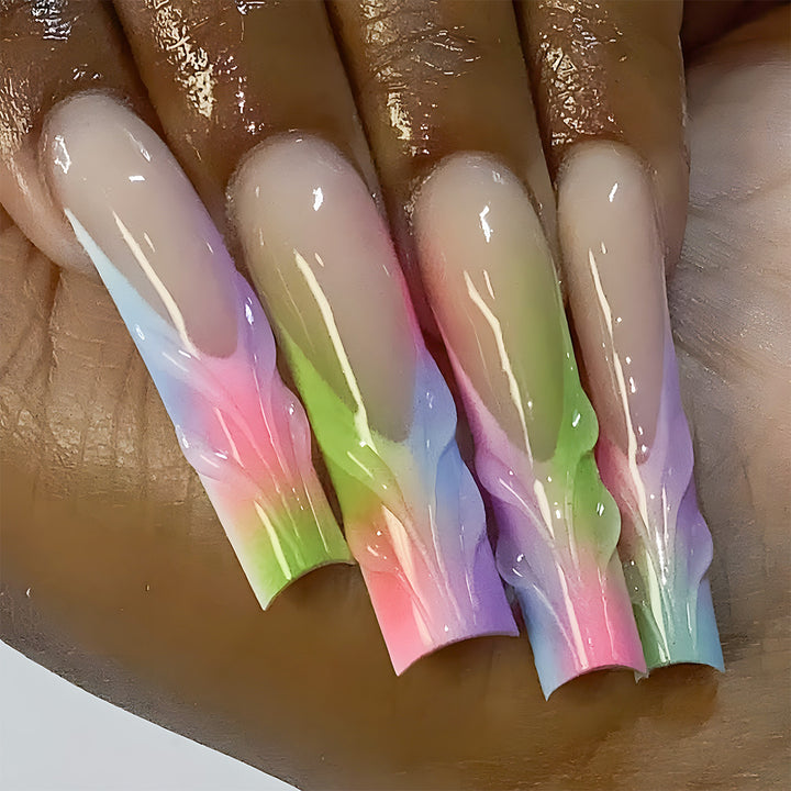 Artistic Gradient Long Stiletto Press-On Nails Bowlift