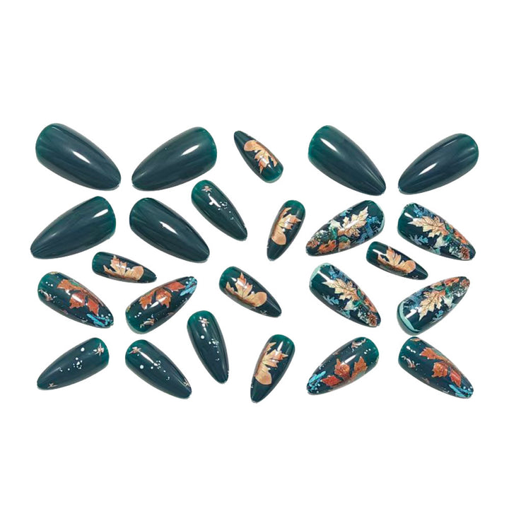 Artificial nails with luxurious leaf design Bowlift