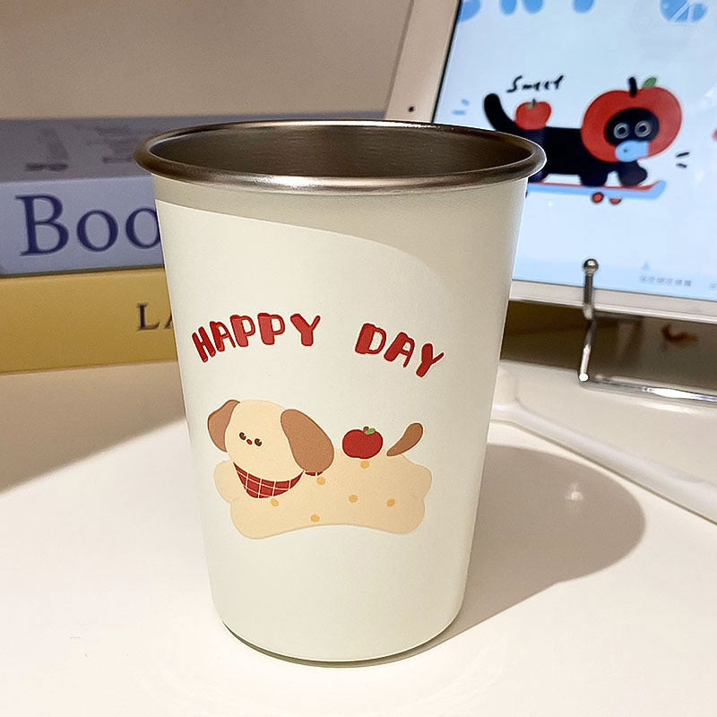 Stainless Steel Drinking Cup with Cheerful Dog Design Bowlift