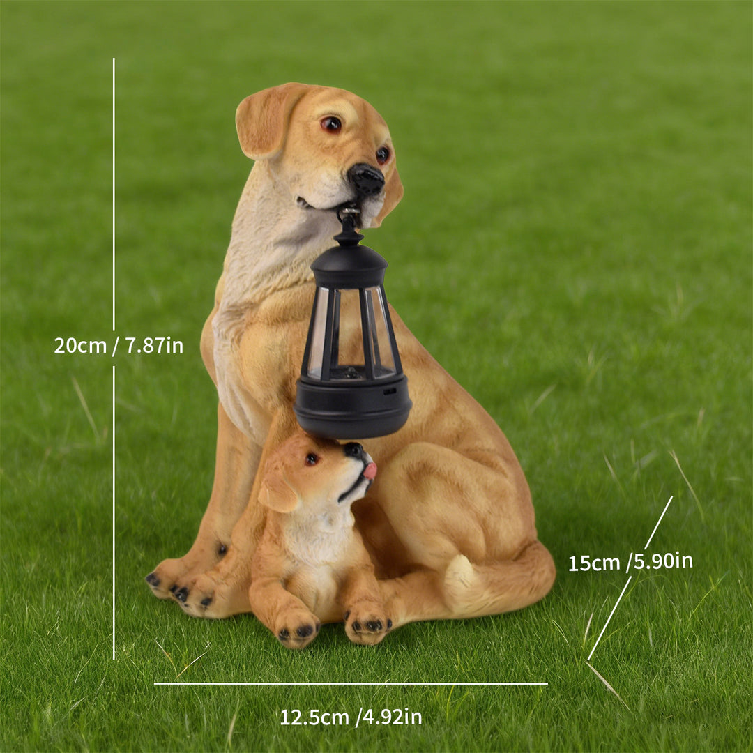 Outdoor Solar LED Lantern Boxer Dog Statue Bowlift