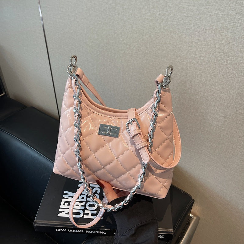 Quilted Faux Leather Chain Handbag Bowlift