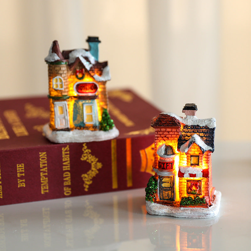 Decorative LED Village House Figurine Bowlift