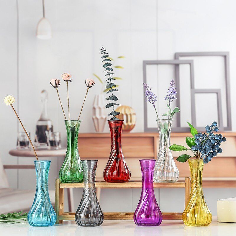 Handblown glass bud vase with fluted neck and weighted base Bowlift