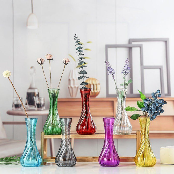 Handblown glass bud vase with fluted neck and weighted base Bowlift