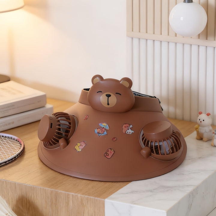 Women's Fun Bringing Cooling Plate with Double Fan and Animal Motif Bowlift