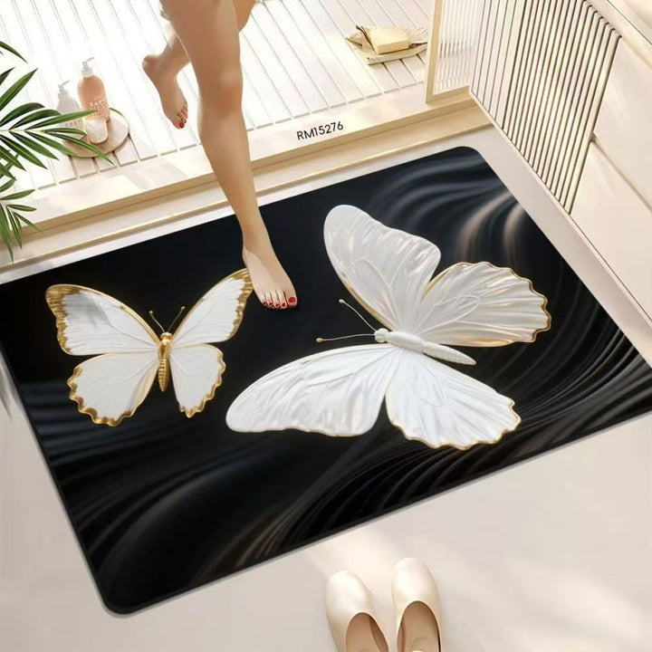 3D Butterfly Pattern Bath Mat