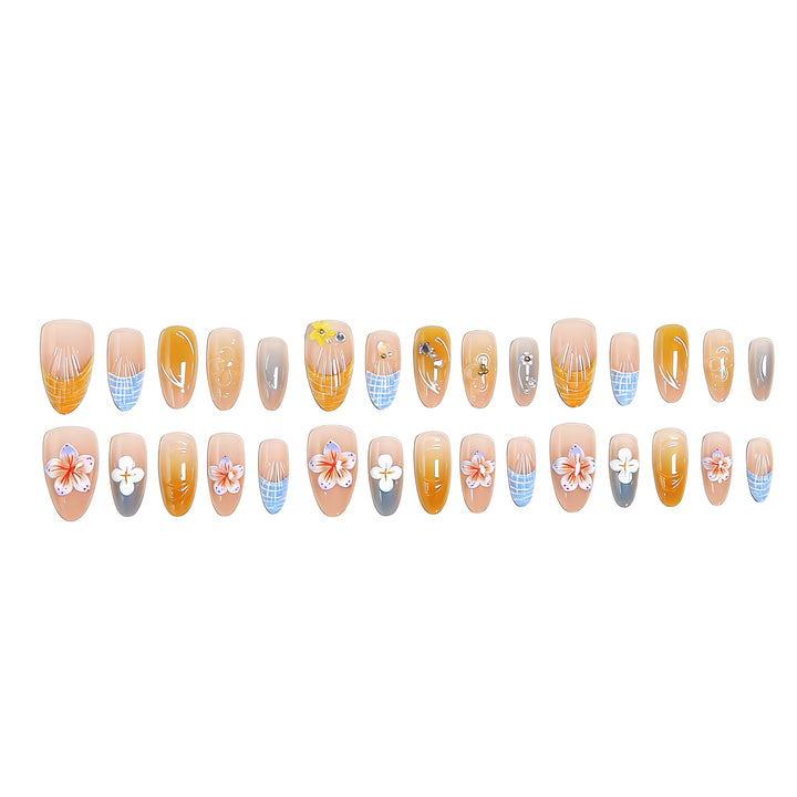 Acrylic nail set with aesthetic floral accents and gloss finish Bowlift