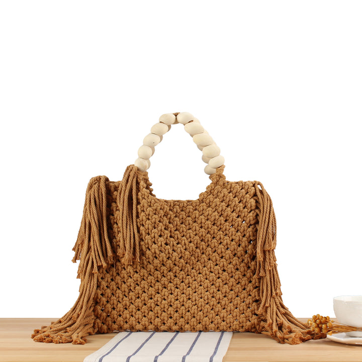 Creative crochet handbag with decorative fringes Bowlift