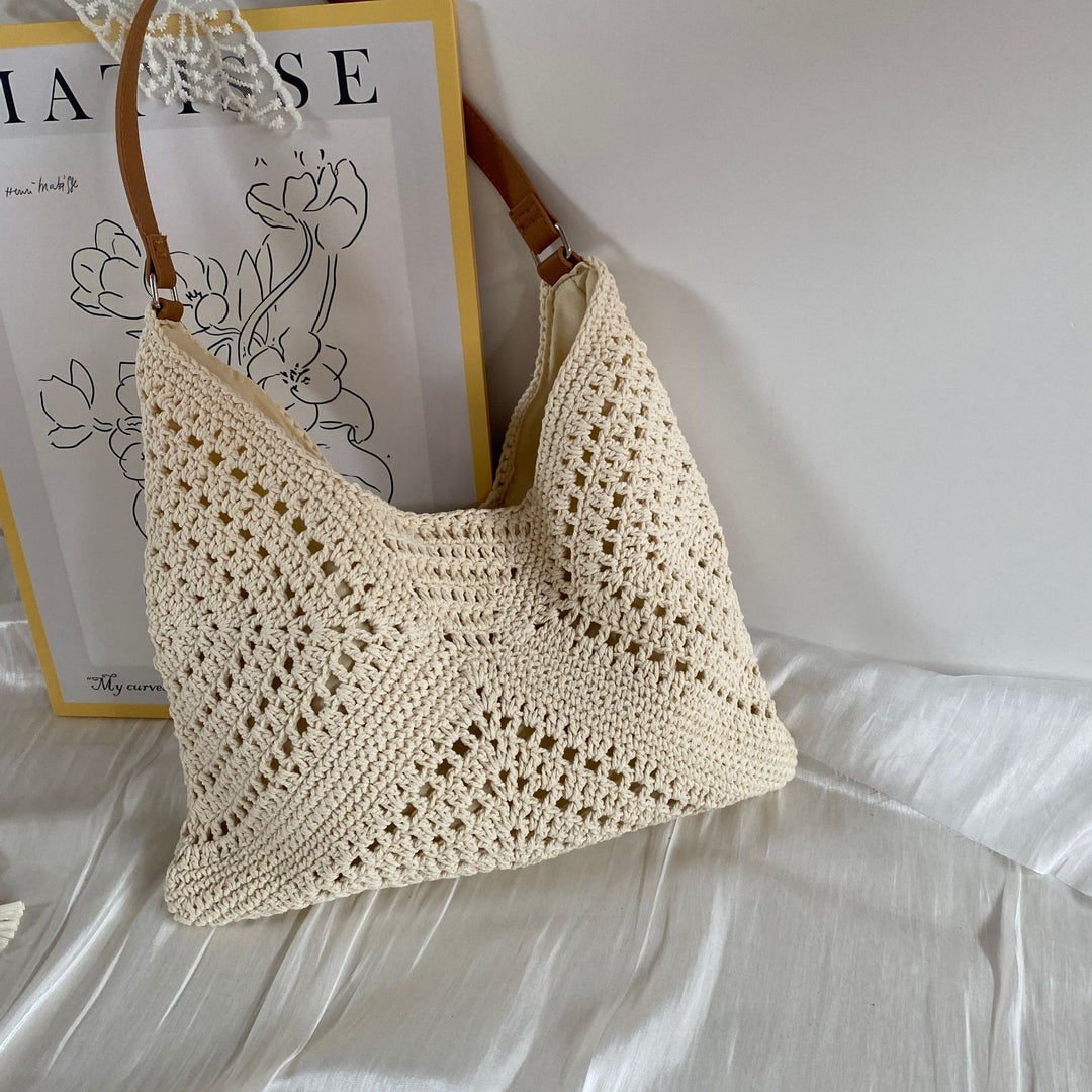 Knit shoulder bag with leather handles Bowlift