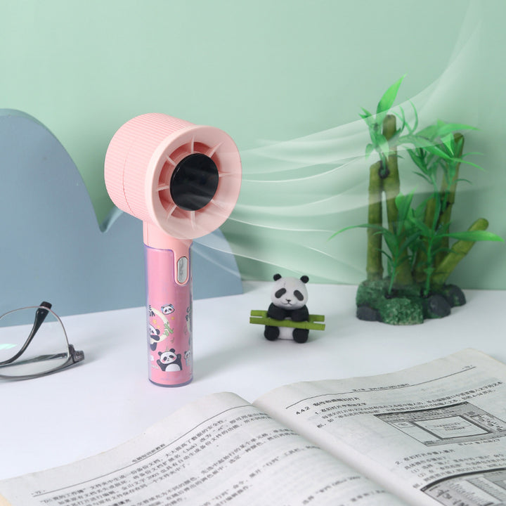 Unisex portable hand fan with integrated moisture container and cute panda design Bowlift