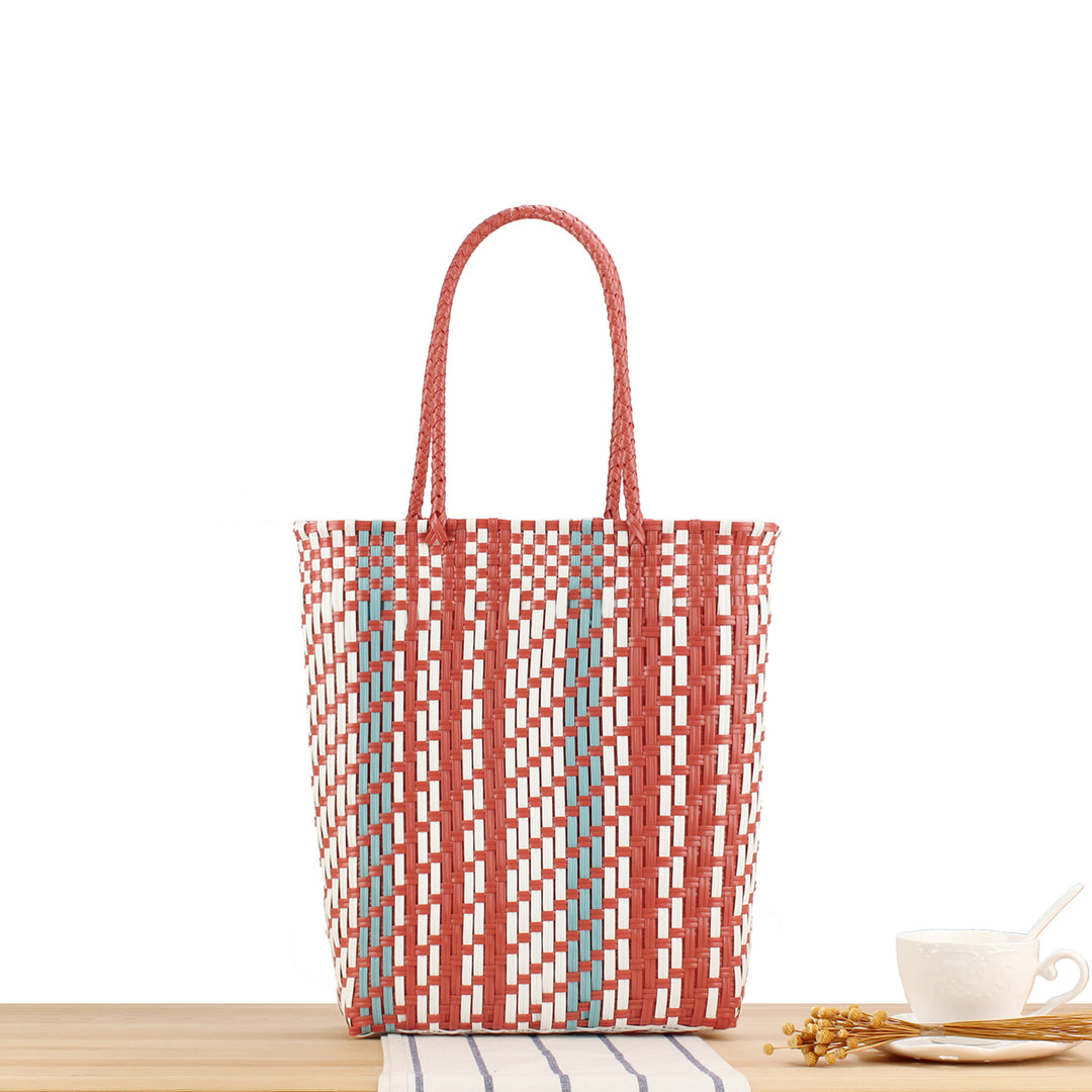 Braided Tote Bag with Geometric Design Bowlift