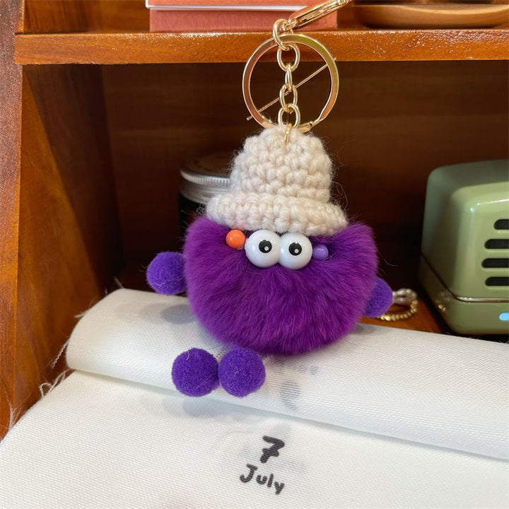 Playful Fuzzy Character Keychain Bowlift